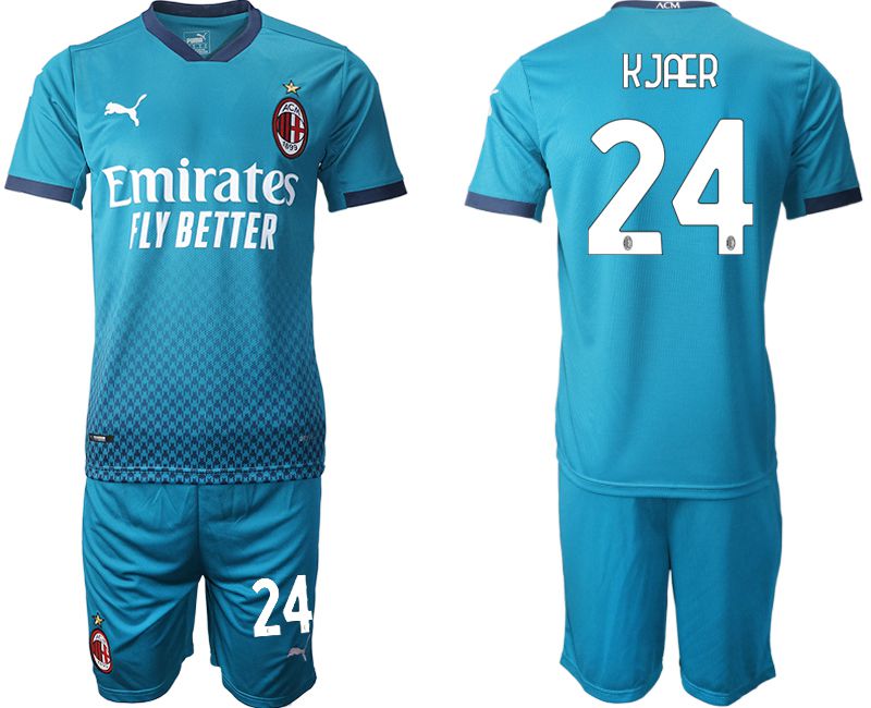 Men 2020-2021 club AC milan away #24 blue Soccer Jerseys